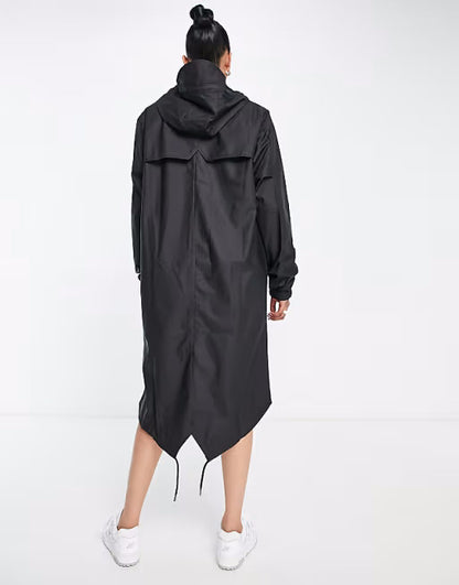 RAINS UNISEX Black Grain long raincoat