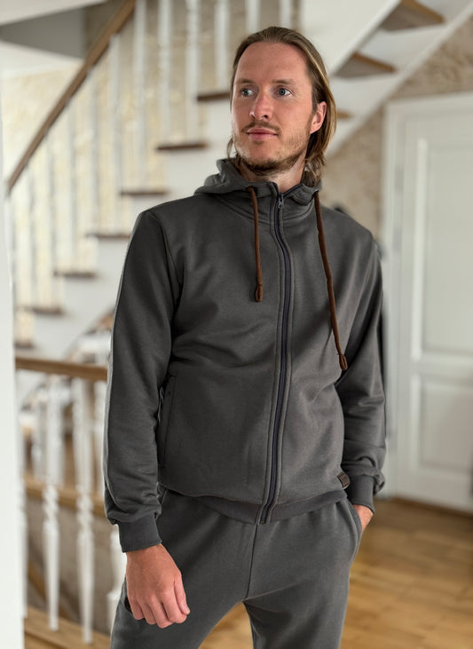 PEPPER UNISEX Comfort Gray pullover with zip and hood