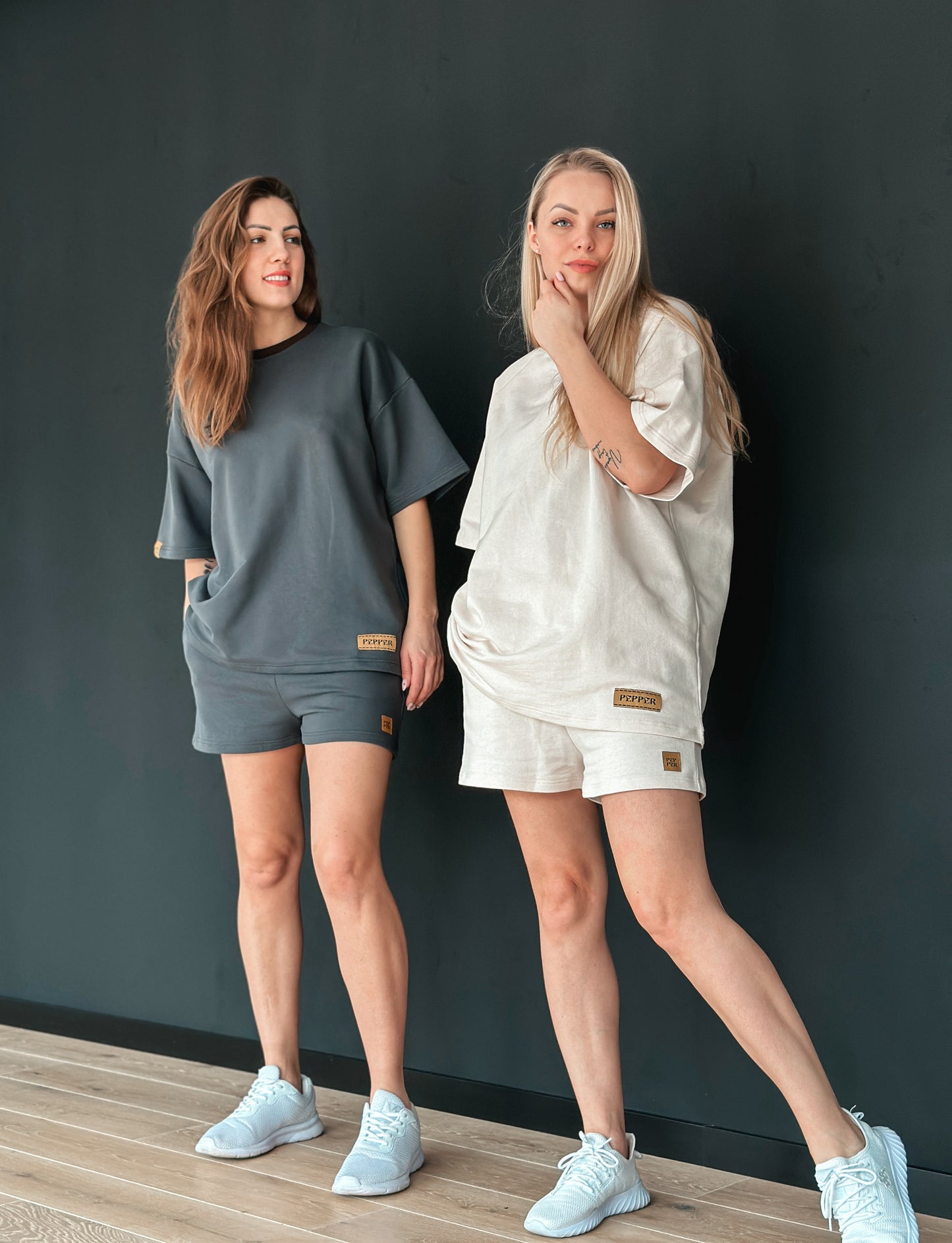 PEPPER space gray shorts for women