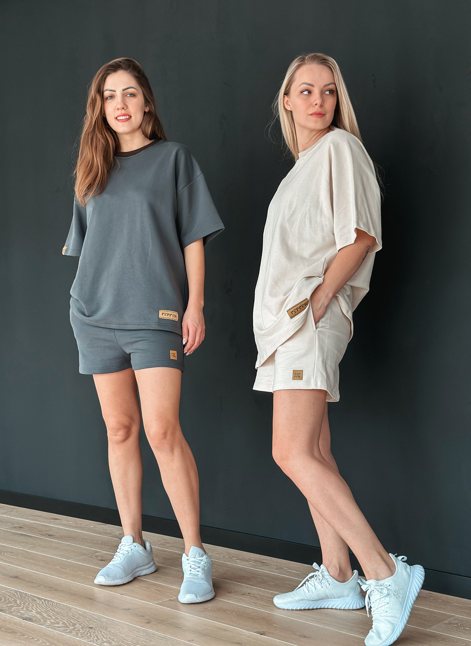 PEPPER UNISEX off white marškinėliai su reglano rankovėmis