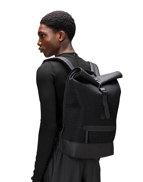 RAINS Rolltop Mesh W3 Black kuprinė