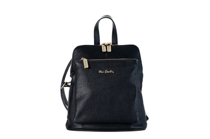 Pierre Cardin black leather unisex backpack