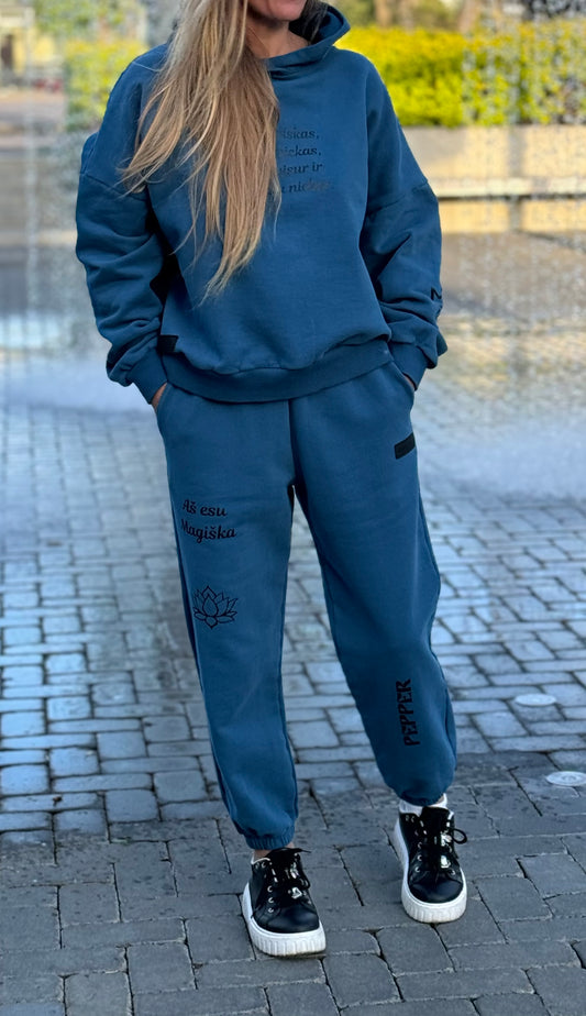PEPPER Magic Royal Blue kelnės su pūkeliu moterims