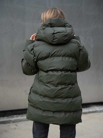 RAINS UNISEX Puffer žalia parka