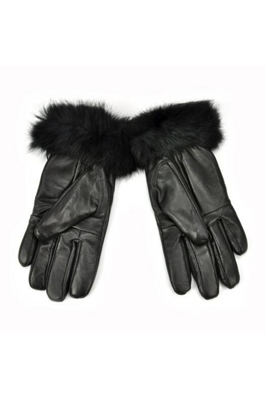 PIERRE CARDIN genuine leather black gloves for women