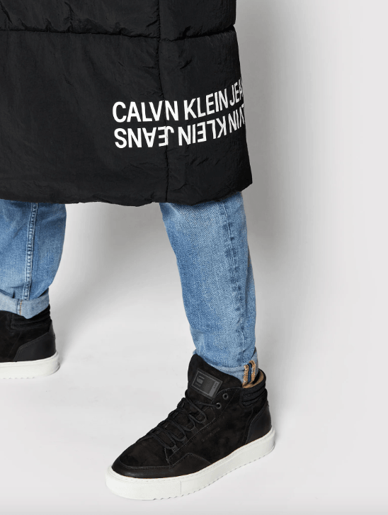 CALVIN KLEIN ilgas juodas paltas